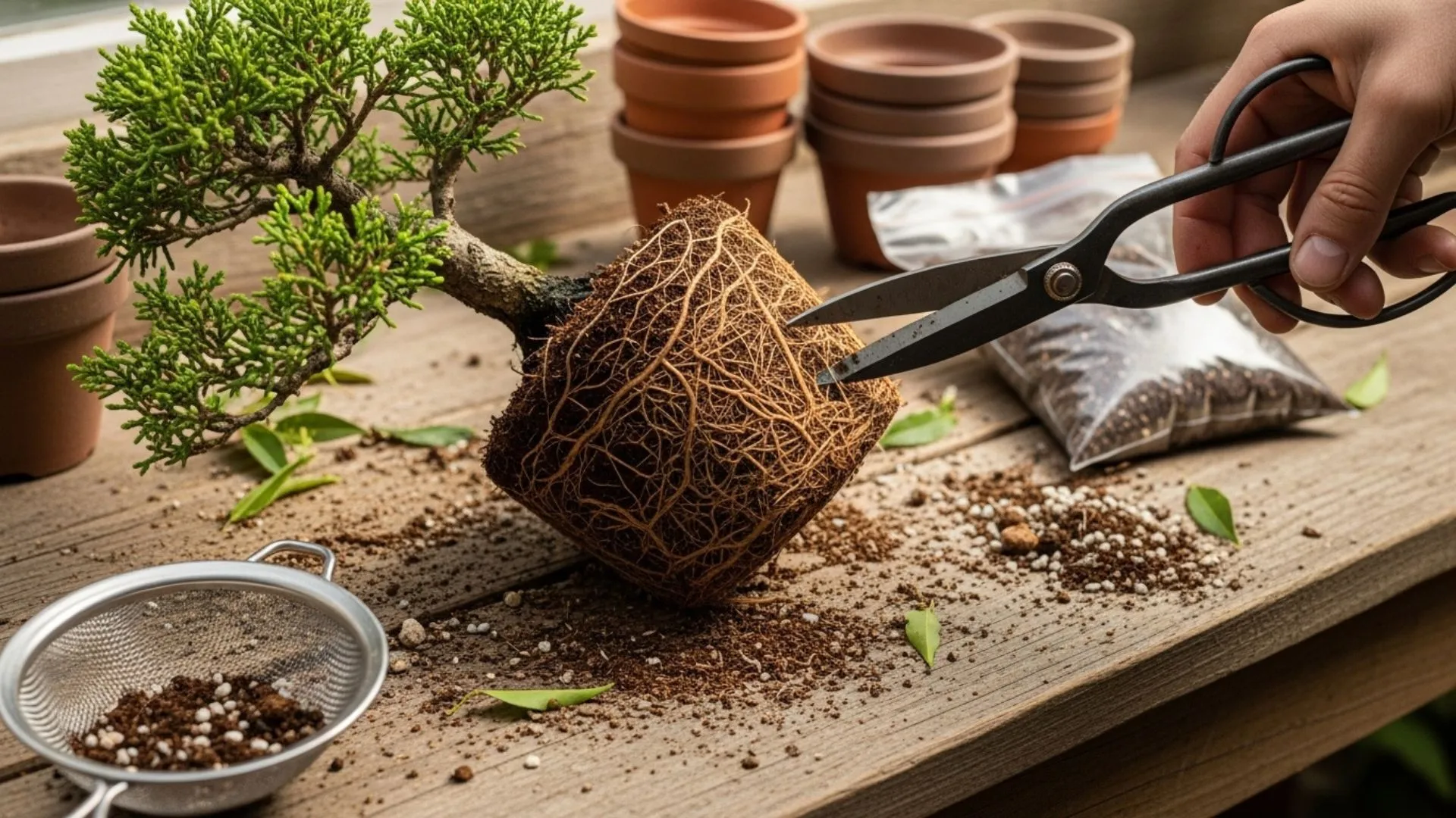 Técnica de aramação em plantas de bonsai